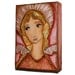 Angel in Pink - Original Mixed Media Painting on Canvas Folk art by FLOR LARIOS (5 x 7 INCHES)