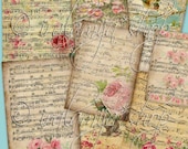 MUSIC NOTES collage Digital Images  -printable download file-