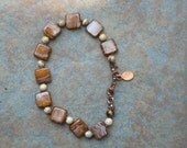 square czech glass w.elephant jasper bracelet