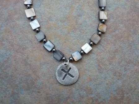 jet shell and hemitite necklace with GEBA Rune symbol