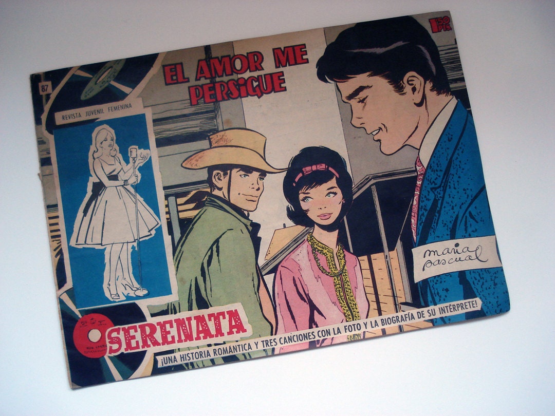 FOUND IN SPAIN -- 1950s Spanish comic book for teens - Serenata - El Amor me Persigue