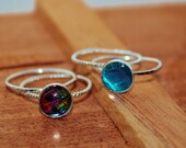 Real Butterfly Wing Sterling Silver Best Friend Ring Sets with spacer ring, total  2 sets of 2 rings