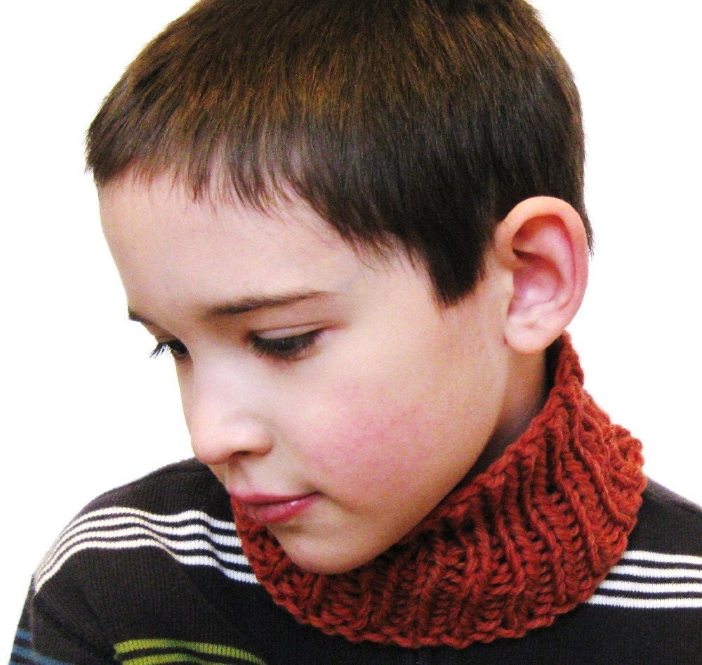 knit neckwarmer, earwarmer, or hairwrap - super stretchy, one size fits all, baby through adult - papaya, ready to ship