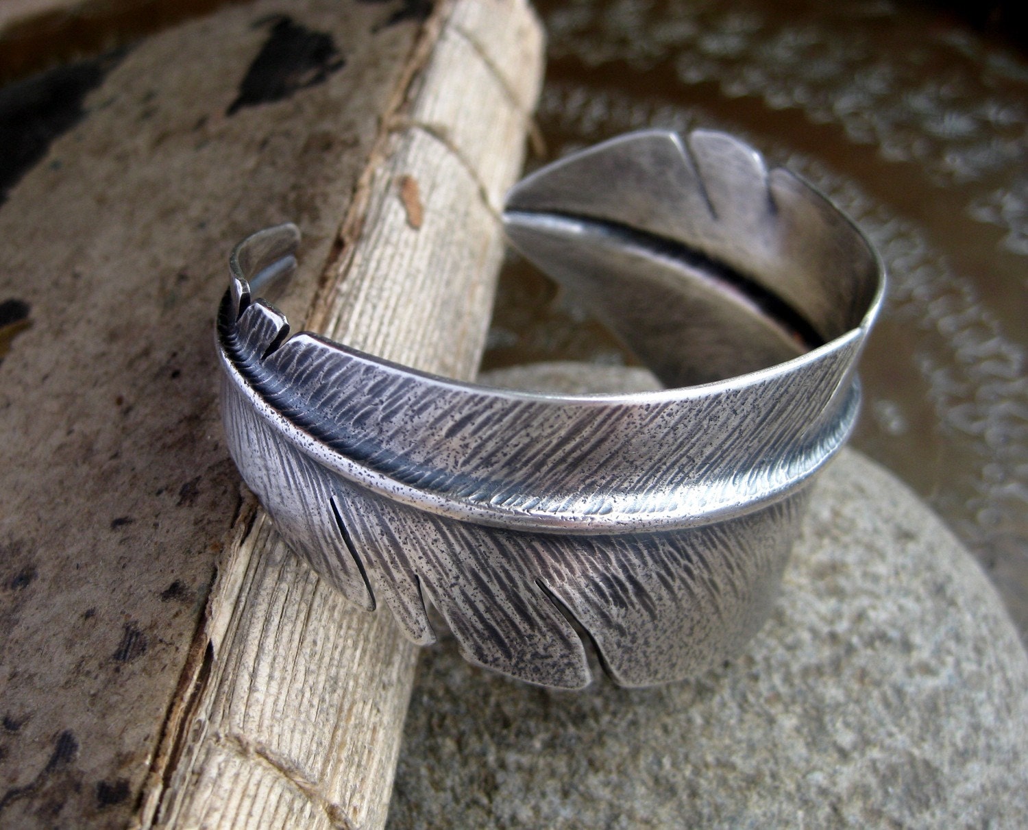 Sterling Silver Flight Feather Cuff Bracelet