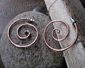 Large Copper Spiral Hoop Earrings