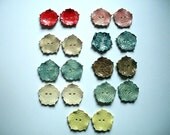 Set of Two Lotus Design Pottery Buttons