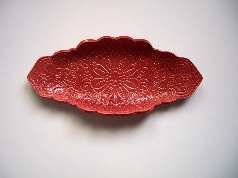 Holiday Ruby Red Olive Tray