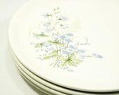 vintage floral dinner plates . great for everyday use . sweet and simple baby blue flowers