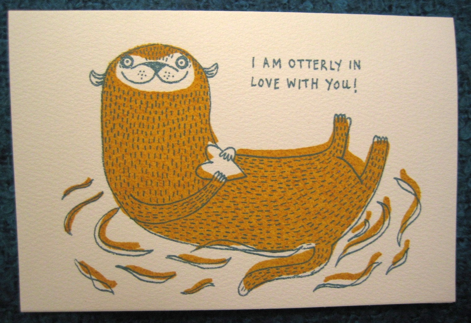 I'm Otterly In Love with You Handprinted Valentines Card
