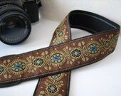camera strap - JESSIE Brown and Turquoise Camera Neck Strap, Handmade