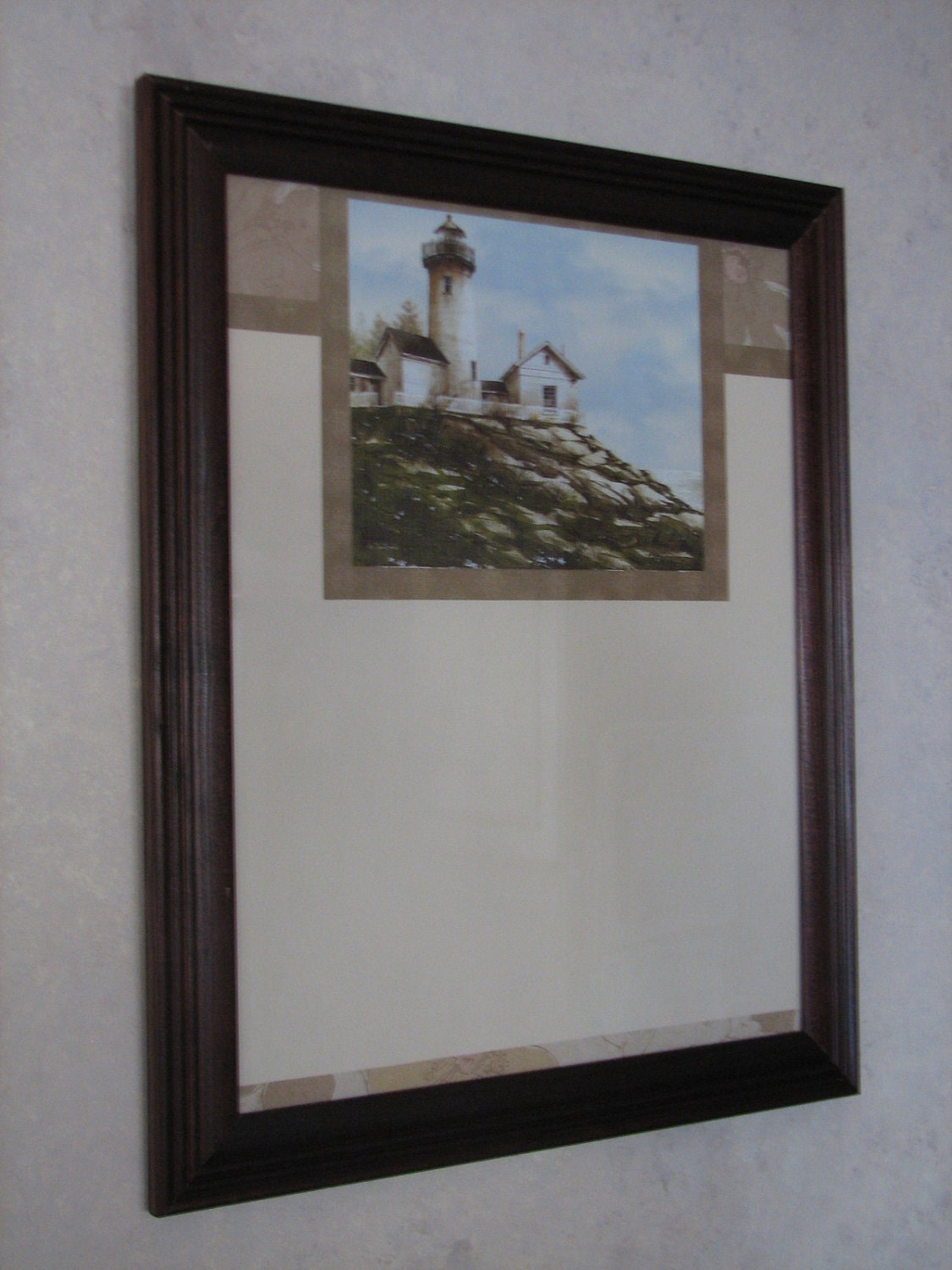Framed Wooden Dry Erase Board /  Planner, Light house