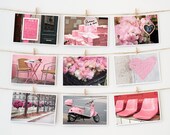 Paris Postcard Set, Framable Photo Cards, Pink, Paris Photography, 4x6 Art Prints