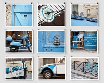 Paris Photography Collection, Blue - French Art Prints, Large Wall Art, Paris Art, Blue Wall Decor