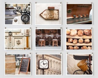 Paris Photography Collection, Brown - Paris Décor, Rustic French Country, Large Wall Art Prints, France Photos
