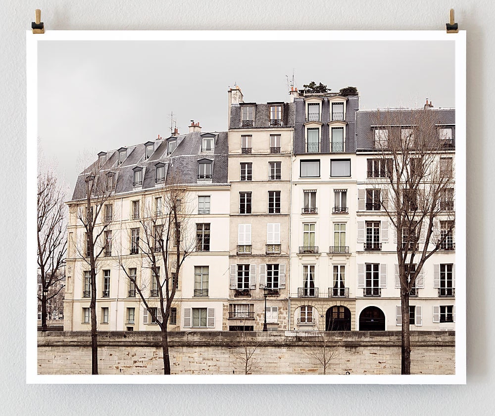 Paris Photography, Quai d'Orleans - 8x10 French Wall Art Prints, Gray Neutral