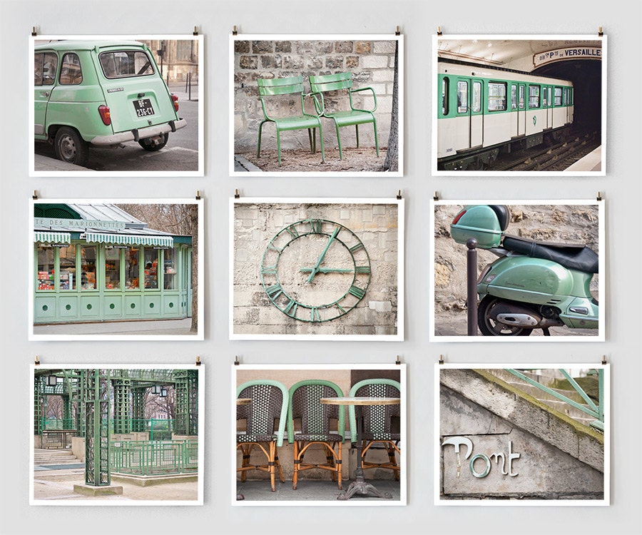 Paris Photography Collection, Green - French Art Prints, Paris Art, Color Photography Green Wall Art