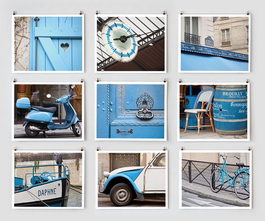 Paris Photography Collection, Blue - French Art Prints, Large Wall Art, Paris Art, Blue Wall Decor