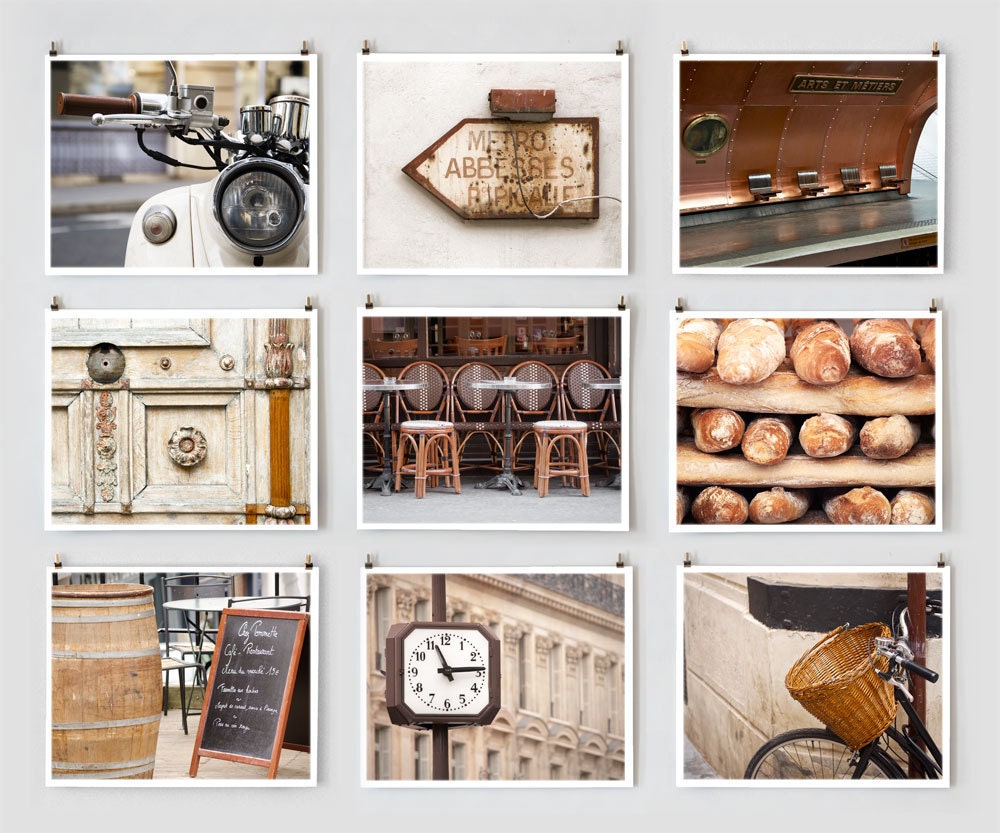 Paris Photography Collection, Brown - Paris Décor, Rustic French Country, Large Wall Art Prints, France Photos