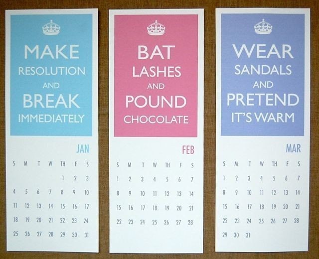 Keep Calm and Carry On Spoof Calendar, Printable (WOMEN)