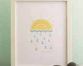 Rain or Shine, Yellow & Teal 8x10 Print