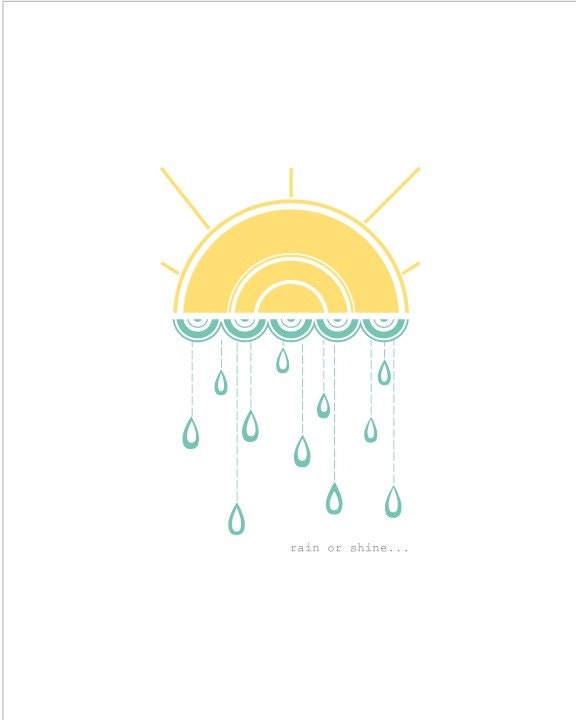 Rain or Shine, Yellow & Teal 8x10 Print