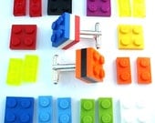 Pick Your Fav Colour 3 Tier Cufflinks - silver plated - Handmade with LEGO(r) Plates