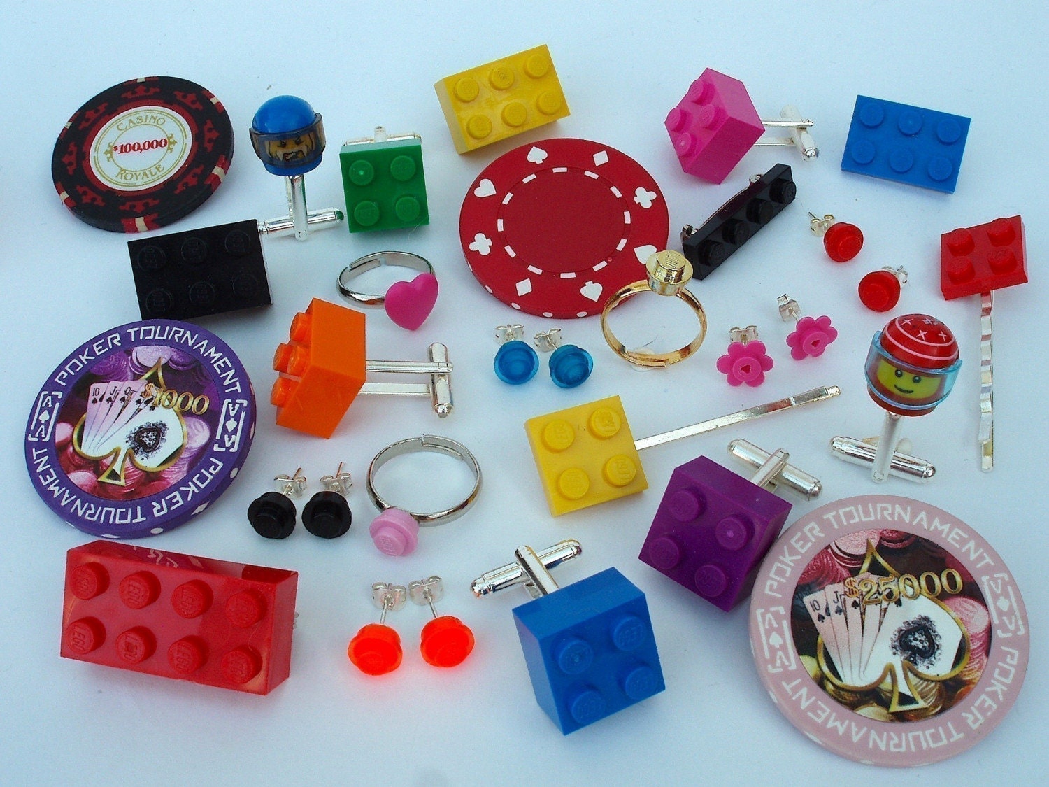 Pick your own colour Lego Plate Cufflinks - silver plated - BUY 1 PAIR GET 1 FREE