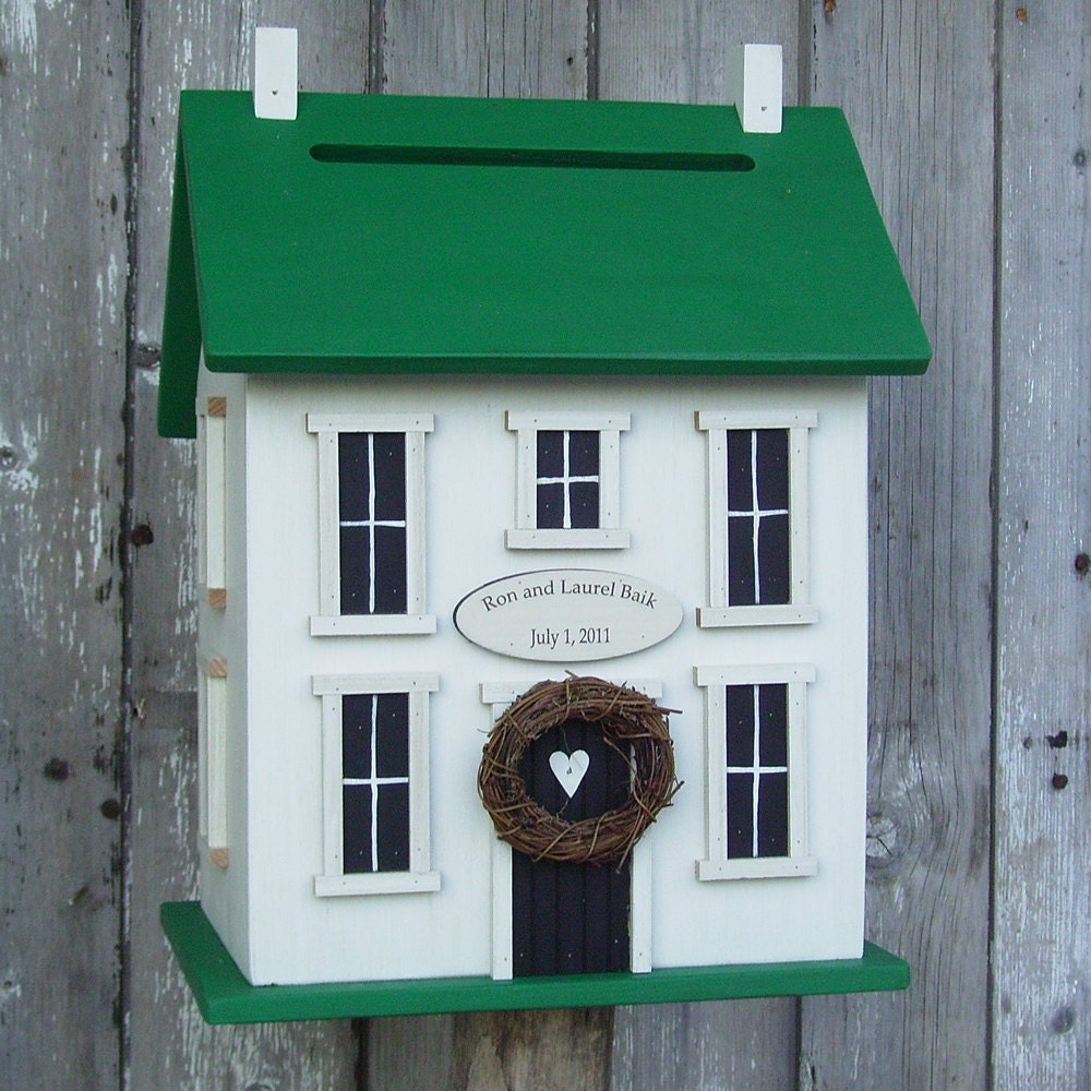 Original  - Wedding Card Holder Box Birdhouse  Personalized -  Choose your Colors.