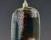 Dichroic Fused Glass Pendant - slate blue, plum, silver and brown fused glass jewelry (by Meagan Chaney Studios)