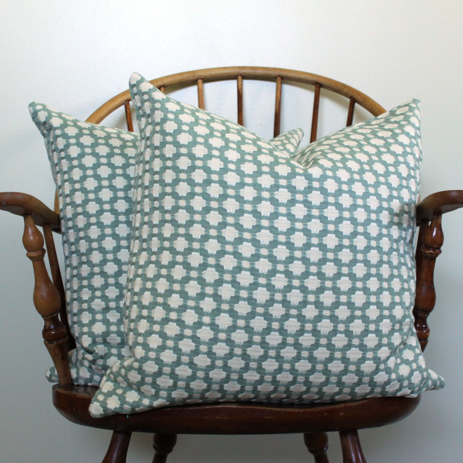 Schumacher "Betwixt" in Water - 20" Pillow Cover - Pattern on Both Sides