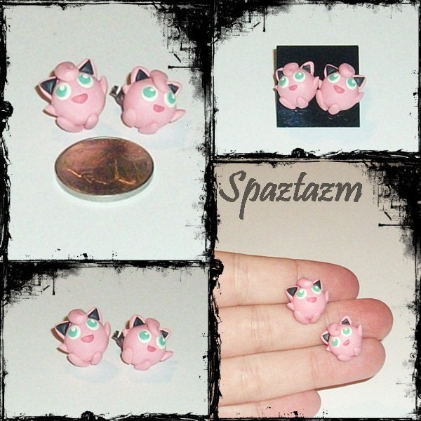 Made To Order jigglypuff pokemon stud post earrings