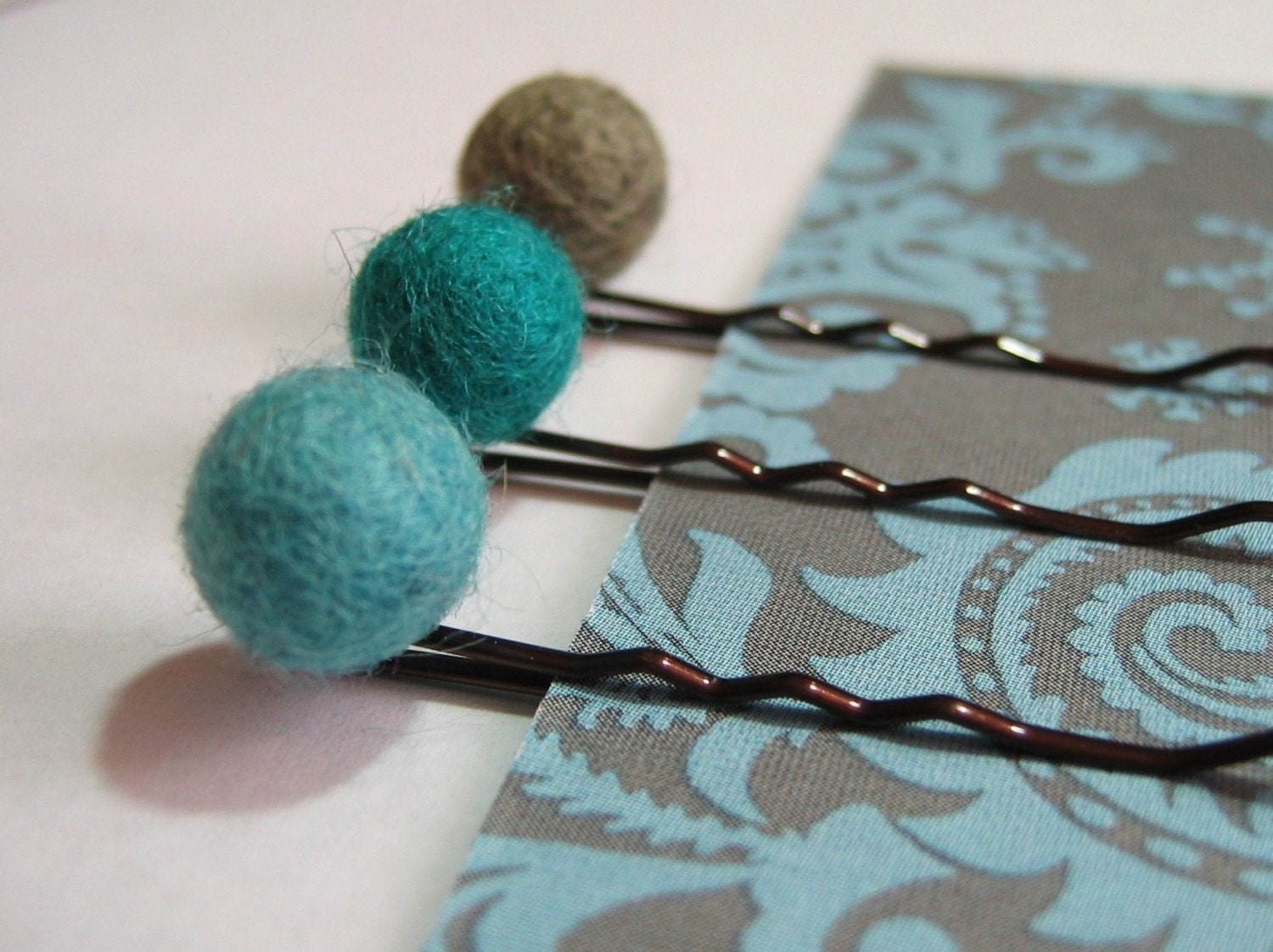 sweet peas - felt ball bobby pins (tranquility)