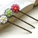 Boho Daisy Flower Bobby Pins, Resin Cabochon