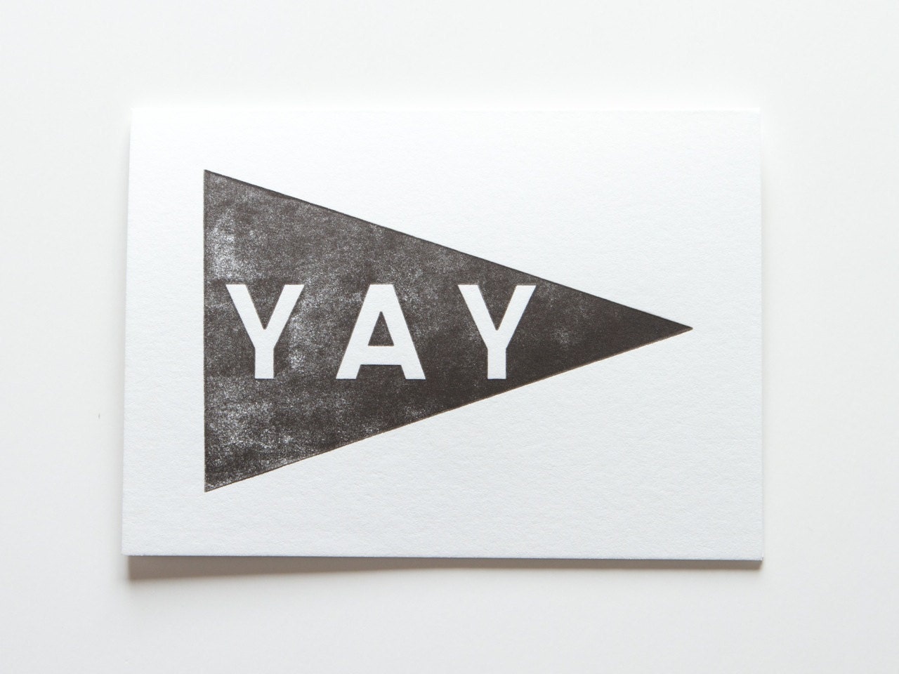 Yay pennant black - letterpress greeting card