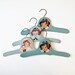 4 Vintage Child Hangers - Shades of Blue-Green - Children Faces