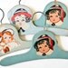 4 Vintage Child Hangers - Shades of Blue-Green - Children Faces