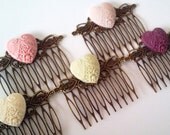 Baroque Heart Combs - Wedding Gothic Fusion Valentine Romance Art Deco Nouveau