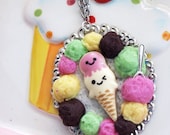 Gimme a Scoop Ice Cream Cameo Necklace Cute Sweets Polymer Clay Adorable Cameo Sweet Chic Styles