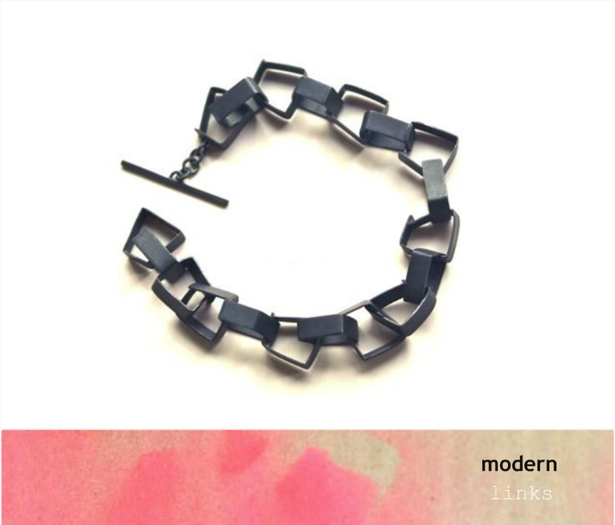 Angle On Angle Bracelet, Sterling Silver Chain Link Bracelet, Wearable Art, Fashion Jewelry, Adornment