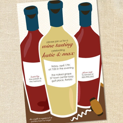 Sweet Wishes 20 Cocktail Wine Tasting Couples Shower Party Invitations - Custom Quantities (As Low as 1.19 Each)