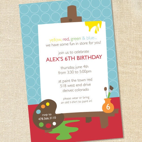 Sweet Wishes 20 Kids Painting Art Birthday Party Invitations - Custom Quantities (As Low as 1.19 Each) Il_170x135