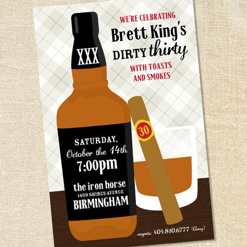Sweet Wishes 20 Whiskey and Cigars Dirty Thirty 30 Invitations - Custom Quantities (As Low as 1.19 Each) Il_170x135