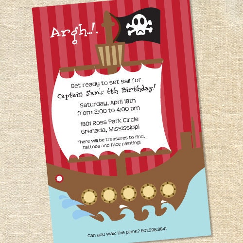 Sweet Wishes 20 Boys Pirate Themed Birthday Pool Party Invitations - Custom Quantities (As Low as 1.19 Each) Il_570xn