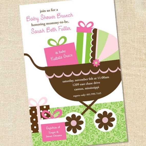 Sweet Wishes 20 Modern Carriage Baby Shower Invitations - Custom Quantities (As Low as 1.19 Each) Il_570xn