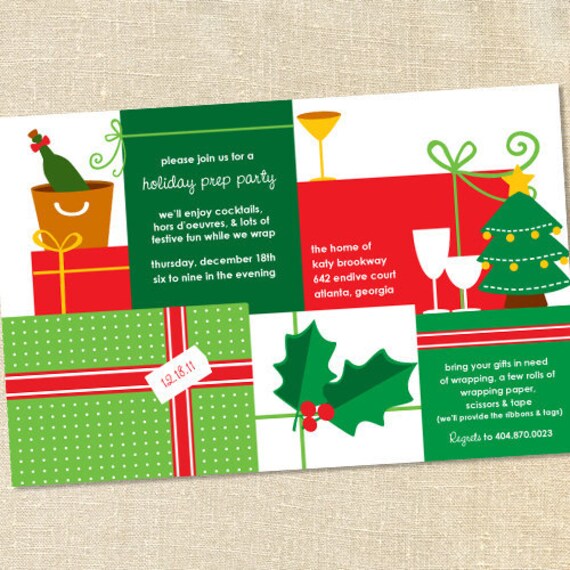 Sweet Wishes 20 Christmas Holiday Wrapping Prep Party Invitations - Custom Quantities (As Low as 1.19 Each) Il_570xn