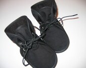 Black Lace-up Boots - booties, slippers, soft sole shoes, Etsy kid's fashion, clothing