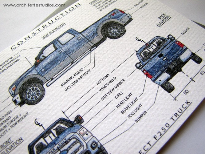 Project F250 Truck (Blue) - Blank Architecture Construction Card