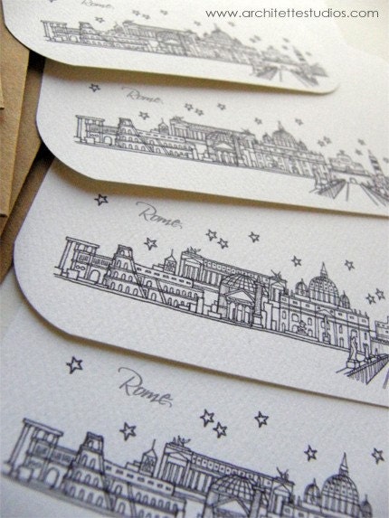 Rome, Italy - Europe - City Skyline Series - Notecards (8)