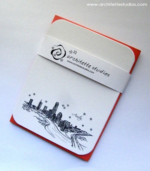 Austin, Texas - United States - City Skyline Series - Notecards (8)