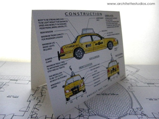 Project New York City Taxi Cab - Blank Architecture Construction Card